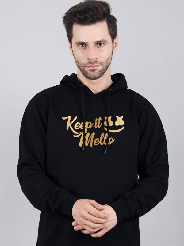 Keep it Mello Hoodie Metalic Gold Print - Image 1