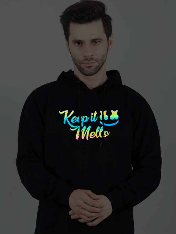 Keep it Mello Rainbow Reflective Man Black Hoodie - Image 1