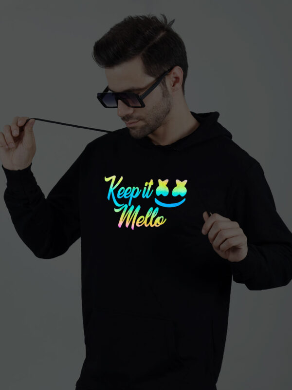 Keep it Mello Rainbow Reflective Man Black Hoodie - Image 3