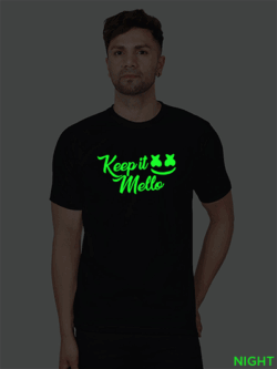 Black Cotton Keep it Mello Men Glow in Dark T-shirt