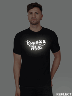 Black Cotton Keep it Mello Men Reflective T-shirt