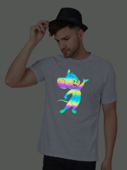 Grey Cotton Cute Jerry Men Rainbow Reflective T-shirt
