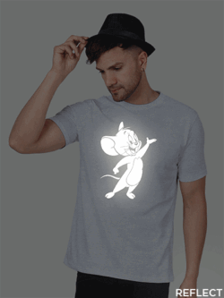 Grey Cotton Cute Jerry Men Reflective T-shirt