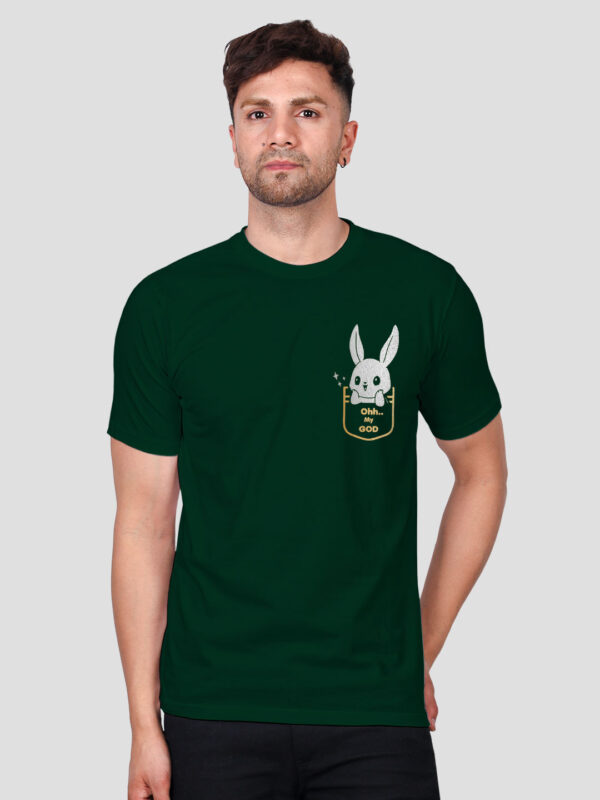 Bgreen Cotton Cute Rabbit OMG Men Gold Printed T-shirt