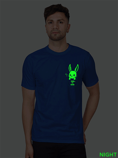 Rblue Cotton Cute Rabbit OMG Men Glow in Dark T-shirt