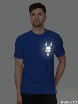 Rblue Cotton Cute Rabbit OMG Men Reflective T-shirt