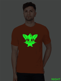 Orange Cotton Halloween Cute Bat Men Glow in Dark T-shirt