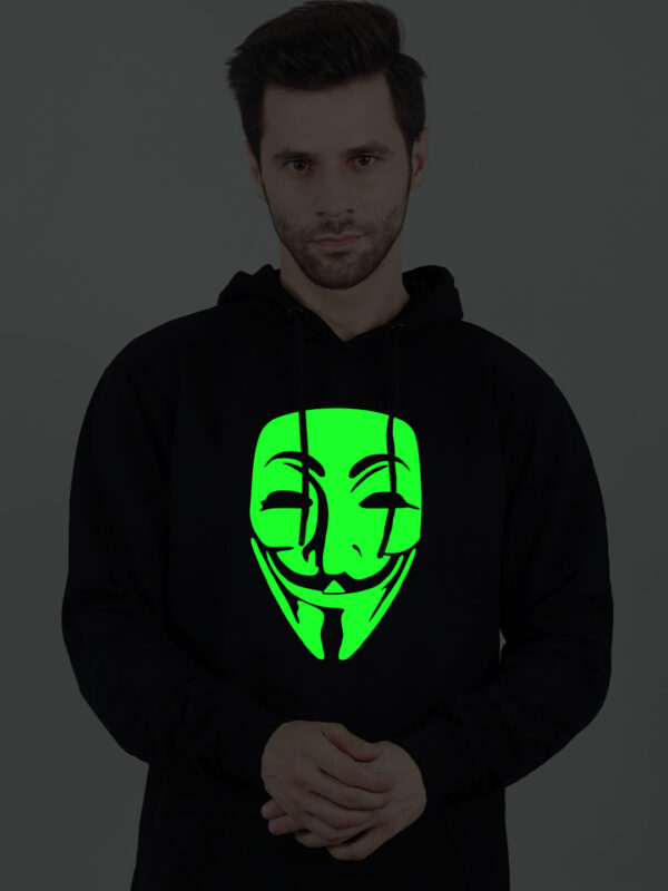 Hacker Face Glow in Dark Man Hoodie - Image 3
