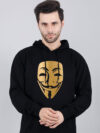 Hacker Face Hoodie Metalic Gold Print