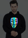 Hacker Face Rainbow Reflective Man Black Hoodie