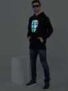 Hacker Face Rainbow Reflective Man Black Hoodie - Image 5