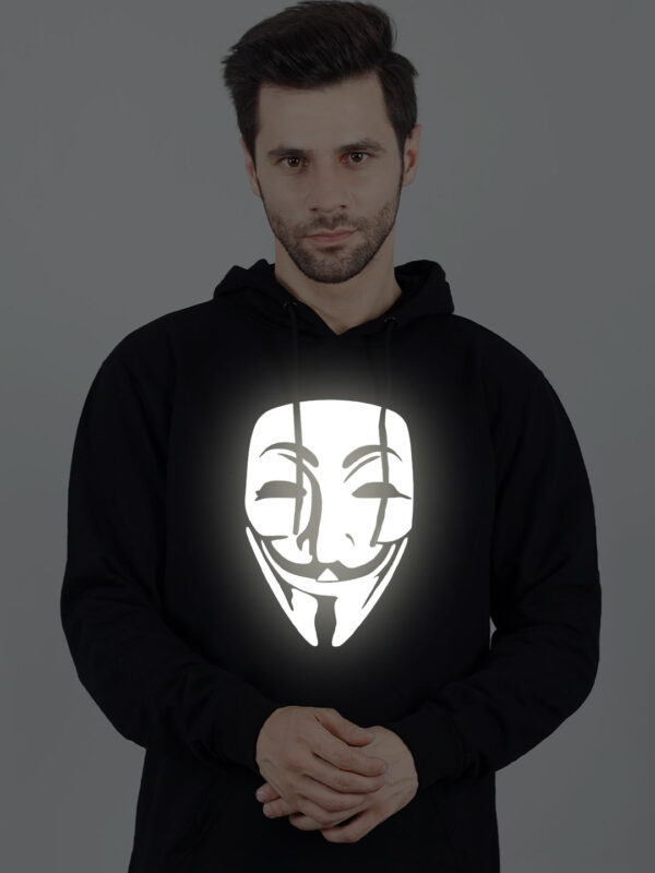 Hacker Face Reflective Man Hoodie - Image 3