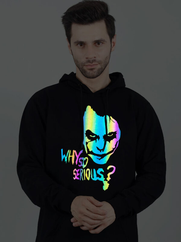 Joker Rainbow Reflective Man Black Hoodie - Image 1