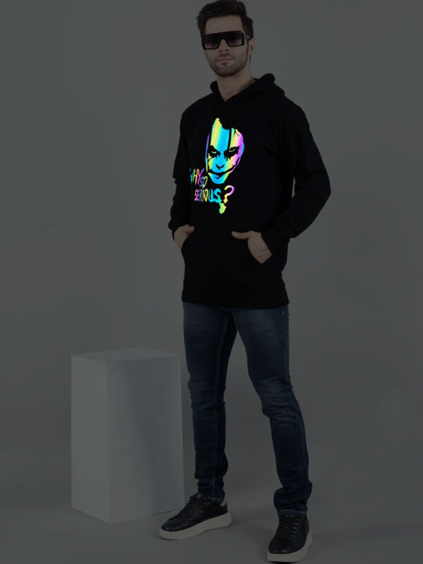 Joker Rainbow Reflective Man Black Hoodie - Image 5