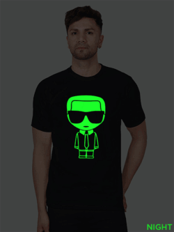 Black Cotton Gentle Man Men Glow in Dark T-shirt