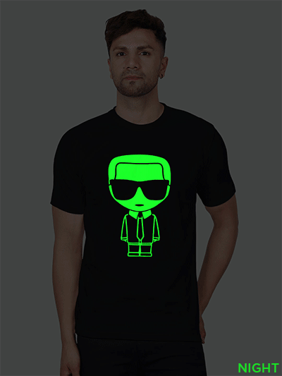 Black Cotton Gentle Man Men Glow in Dark T-shirt