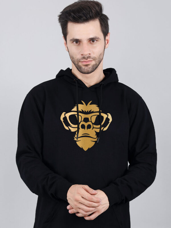 Monkey Face Hoodie Metalic Gold Print - Image 1