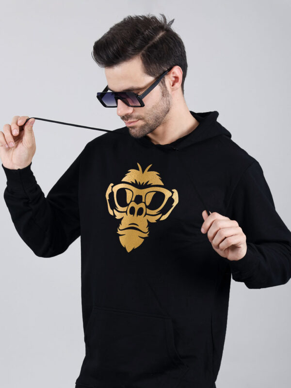 Monkey Face Hoodie Metalic Gold Print - Image 2