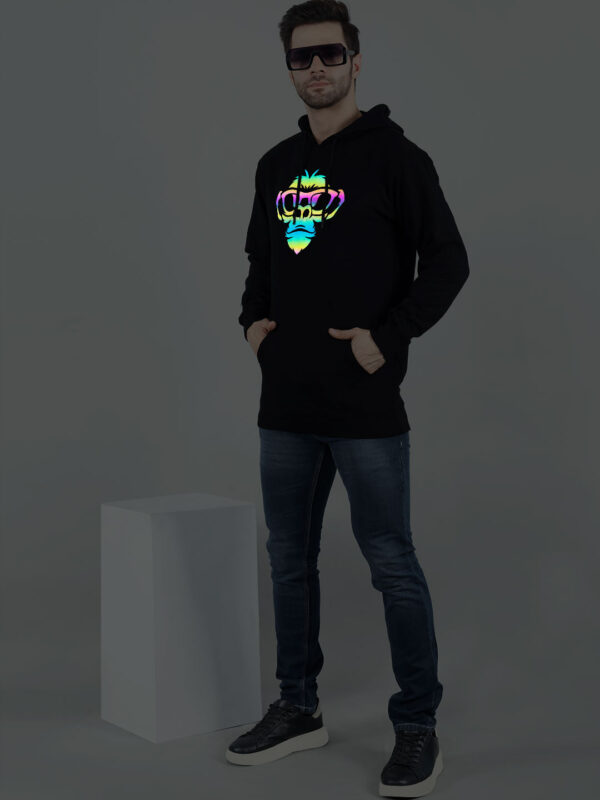 Monkey Face Rainbow Reflective Man Black Hoodie - Image 5