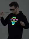 Monkey Face Rainbow Reflective Man Black Hoodie - Image 3