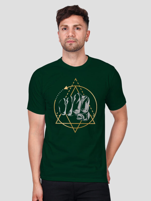 Bgreen Cotton Punch Materix Men Gold Printed T-shirt