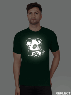 Bgreen Cotton Lazy Panda Men Reflective T-shirt