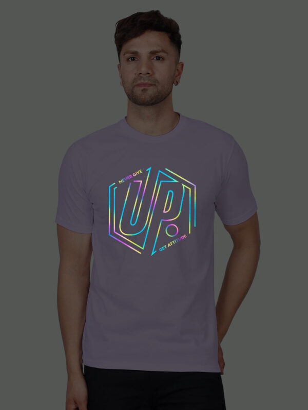 Lavender Cotton Never Give Up Men Rainbow Reflective T-shirt
