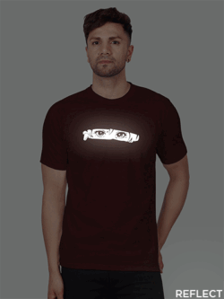 Maroon Cotton Anime Eye Men Reflective T-shirt