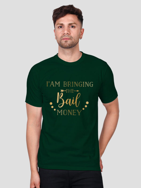 Bgreen Cotton Bringing the Bail Money Men Gold Printed T-shirt