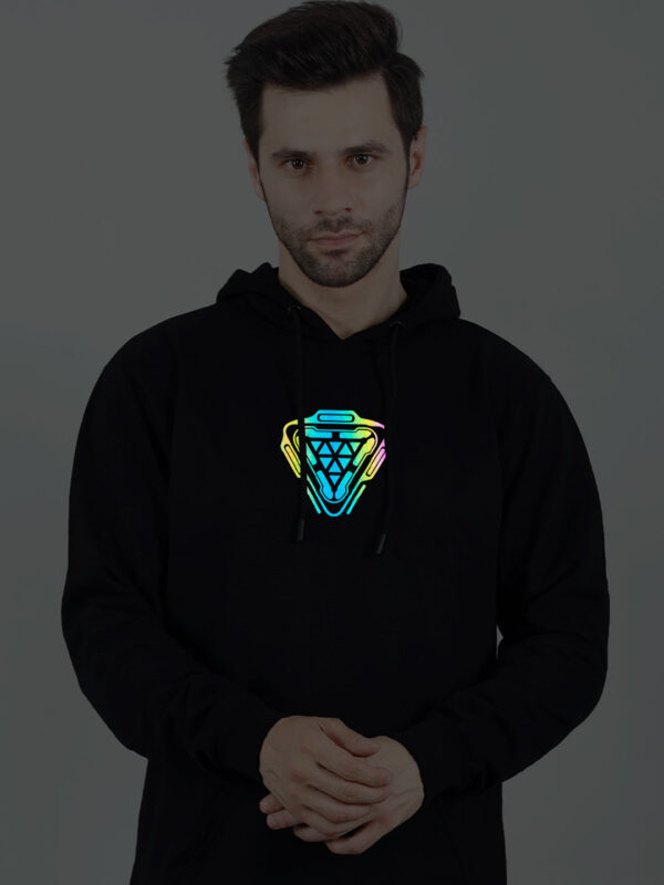 Arc Reactor Rainbow Reflective Man Black Hoodie - Image 1