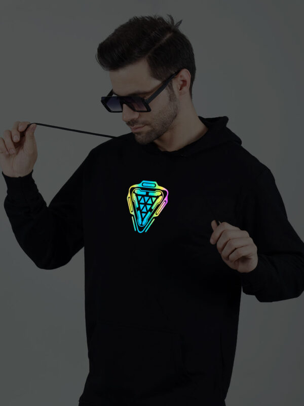 Arc Reactor Rainbow Reflective Man Black Hoodie - Image 3