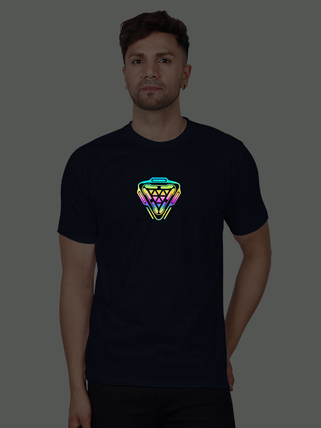 Nblue Cotton ArcReactor Men Rainbow Reflective T-shirt