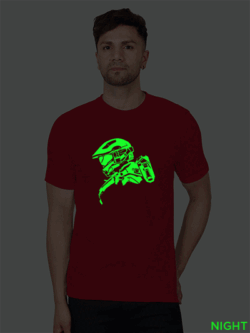 Red Cotton Halo Master Chief Men Glow in Dark T-shirt