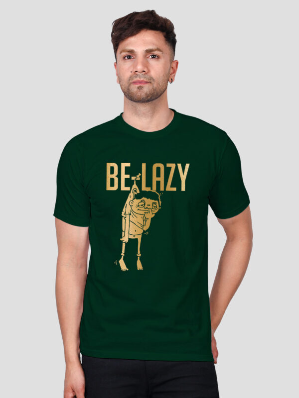 Bgreen Cotton Be Lazy Men Gold Printed T-shirt