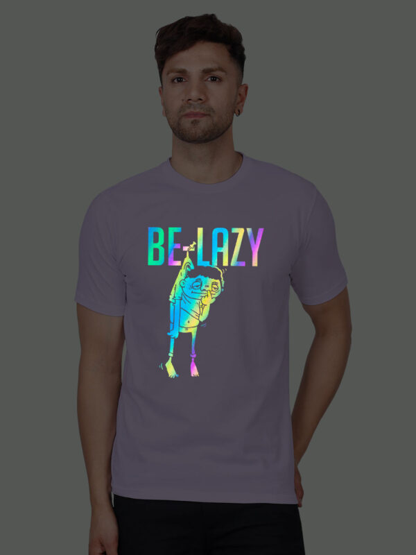 Lavender Cotton Be Lazy Men Rainbow Reflective T-shirt
