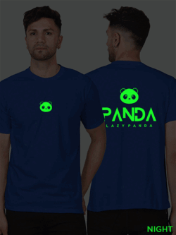 Rblue Cotton Lazy Panda Face Men Glow in Dark T-shirt