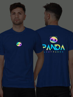 Rblue Cotton Lazy Panda Face Men Rainbow Reflective T-shirt