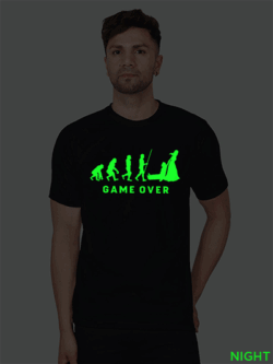 Black Cotton Game Over Men Glow in Dark T-shirt
