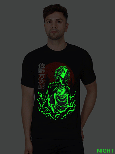 Black Cotton Manjiro Sano Men Glow in Dark T-shirt