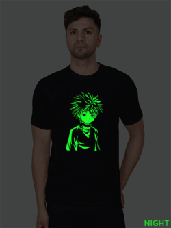 Black Cotton Killua Zoldyck Men Glow in Dark T-shirt