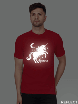 Red Cotton Unicorn Horse Men Reflective T-shirt