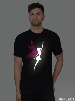 Black Cotton Angel Men Reflective T-shirt