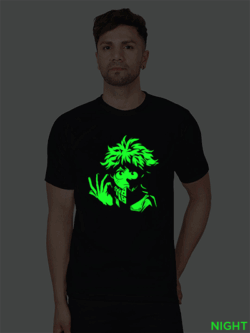 Black Cotton Boku Anime Men Glow in Dark T-shirt