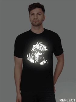 Black Cotton Boku Anime Men Reflective T-shirt