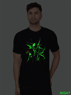 Black Cotton Saitama Men Glow in Dark T-shirt
