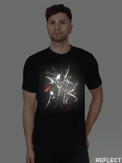 Black Cotton Saitama Men Reflective T-shirt