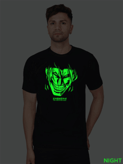 Black Cotton Kanoh Agito Men Glow in Dark T-shirt
