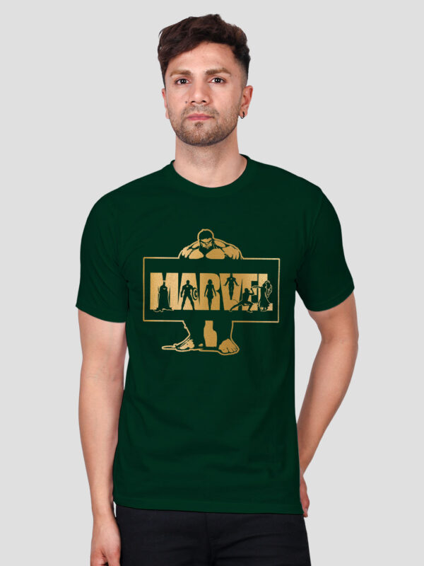 Bgreen Cotton Hulk Marvel Men Gold Printed T-shirt