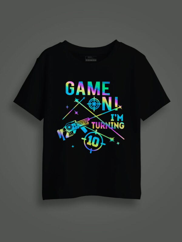 Laser Tag Game in Rainbow Reflective Kids T-shirt - Image 1