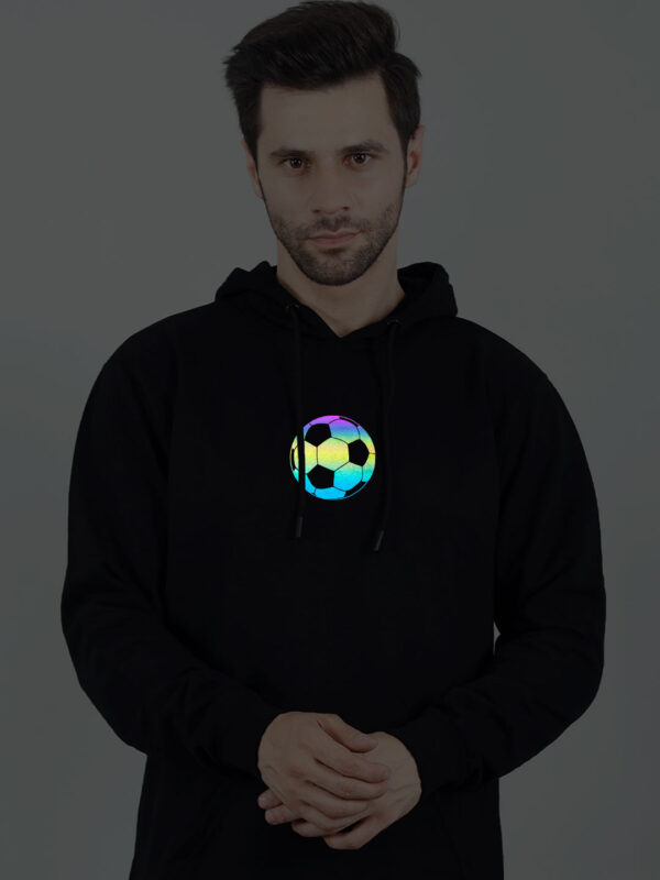 Football Rainbow Reflective Man Black Hoodie - Image 1
